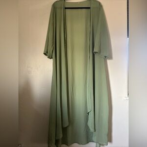 Unbranded Women’s Lightweight Sage Green Open  Duster Cardigan 2XL